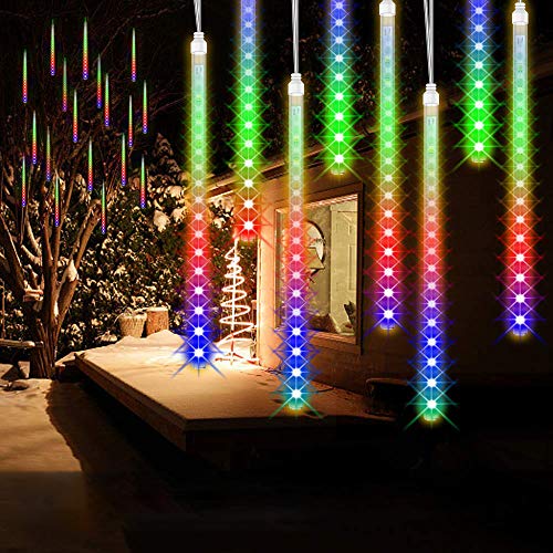 Product Cover Wolfmel Upgraded Falling Rain Lights, 13.8ft 8 Tube 224 LED Super Bright Meteor Shower Lights, Waterproof Icicle Lights, Used for Holiday Parties, Wedding Christmas Tree Decoration(Colour)