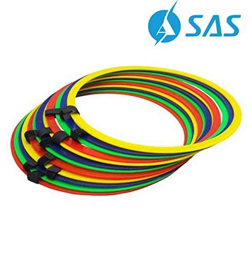 Product Cover SAS SPORTS Plastic Agility Speed Ring Ladder, Set of 12 Rings, Multi-Color