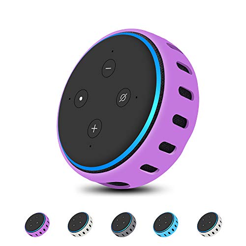 Product Cover Case Cover Skin for Amazon Echo Dot 3rd gen,Silicone Protective Case[Personalized] Shockproof All-New Alexa Echo Dot 3rd Generation Smart Speaker Home Desk Shelf Holder Stand Table Accessories-Purple