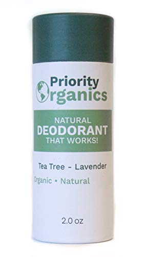 Product Cover CLEARANCE SALE - Priority Organics - Natural, Organic Deodorant - Plastic-Free, Healthy & Safe (Tea Tree - Lavender, 2 OZ)