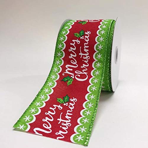 Product Cover Fuzzy Fabric Whimsy Lime Red Christmas Ribbon (2-1/2 Inch x 10 Yards) - X72704001