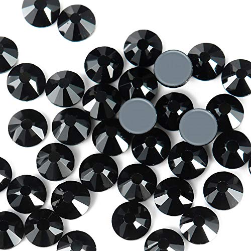 Product Cover Dowarm Hotfix Crystal Rhinestones, Hot Fix Crystals for Crafts Clothes, Flatback Glass Crystal for Decoration, Round Gems (Jet Black, SS20 1440PCS)
