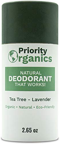 Product Cover Priority Organics - Natural, Organic Deodorant - Plastic-Free, Healthy & Safe (Tea Tree - Lavender, 2.65)