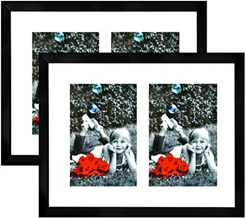 Product Cover Tasse Verre 11x14 Collage Picture Frame - Double 5x7 Mat (2-Pack) - with HIGH Definition Glass Front Cover - Frames Display Two 5x7 Pictures with Mat - Horizontal or Vertical Twin Dual Photos