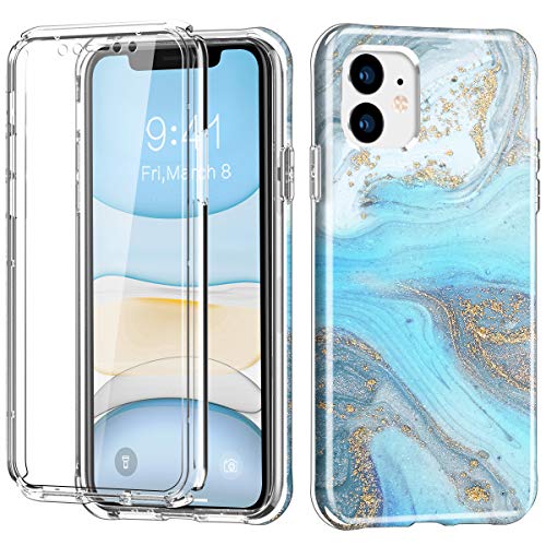 Product Cover PIXIU for iPhone 11 Marble Case, Lightweight Dual Layer Built with Screen Protector Full Body Shockproof Protective TPU Phone Cover Case for iPhone 11 6.1 inch Marble