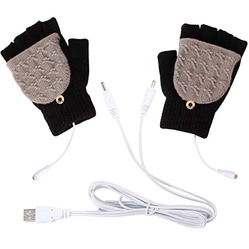 Product Cover oenbopo USB Heated Gloves Winter Half Fingers USB Heating Warm Gloves (Black)