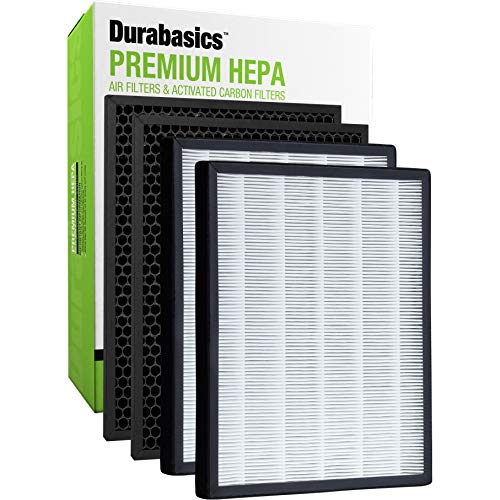 Product Cover Durabasics LV-PUR131 Compatible HEPA Filter Set | 2 HEPA Filters & 2 Activated Carbon Pre Filters | Compatible with LEVOIT Air Purifier Replacement Filter LV-PUR131-RF | Replacement for LEVOIT Filter