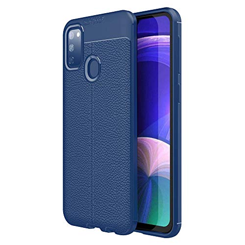 Product Cover Hupshy Soft Silicone TPU Flexible Leather Texture Back Cover for Samsung Galaxy M30s - Blue