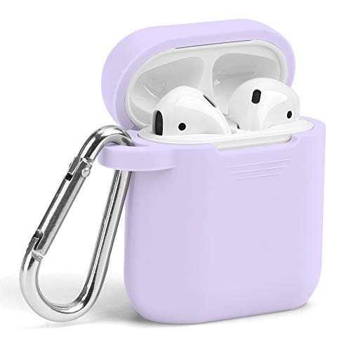 Product Cover GMYLE AirPod Case, Silicone Protective Cover Skins with Keychain for Airpods Earbuds Wireless Charging Case, Accessories Set Compatible with Apple AirPods 1 & 2, Lilac