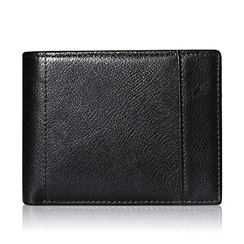 Product Cover Mens Wallet Bifold RFID Genuine Leather Slim Gift Wallets for Men (Black, One size)