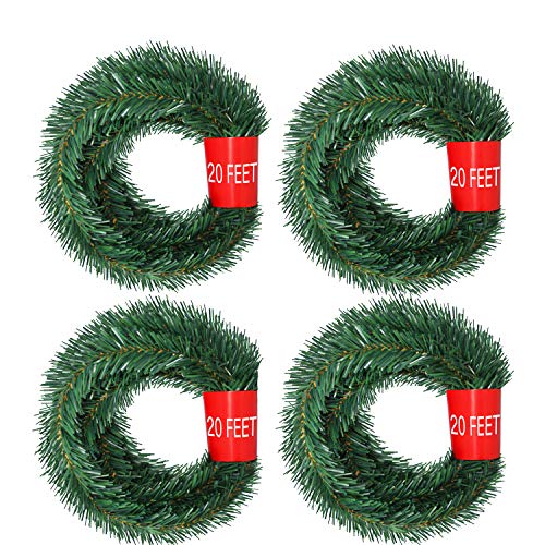 Product Cover DearHouse 80Feet Christmas Garland, 4 Strands Artificial Pine Garland Soft Greenery Garland for Holiday Wedding Party,Stairs,Fireplaces Decoration, Outdoor/Indoor Use