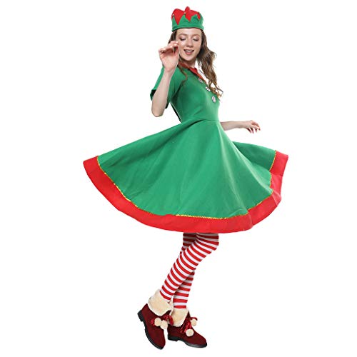 Product Cover FantastCostumes Adult and Kid Christmas Elf Costume Santa's Helper Family Fancy Dress