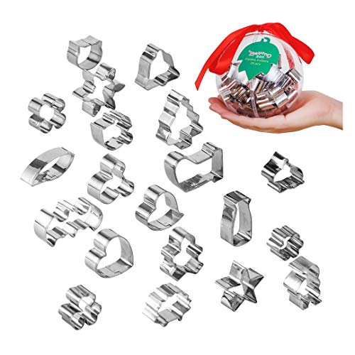 Product Cover Beyond 280 Daily Use and Christmas Cookie Biscuit Cutters Set, Cute Mini Stainless Steel Shapes for Baking and Party (4.7in Ball_20pcs-mini)