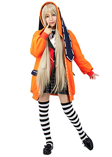 Product Cover C-ZOFEK Kakegurui Runa Yomozuki Cospaly Costume Orange Hooded Jacket with Ears