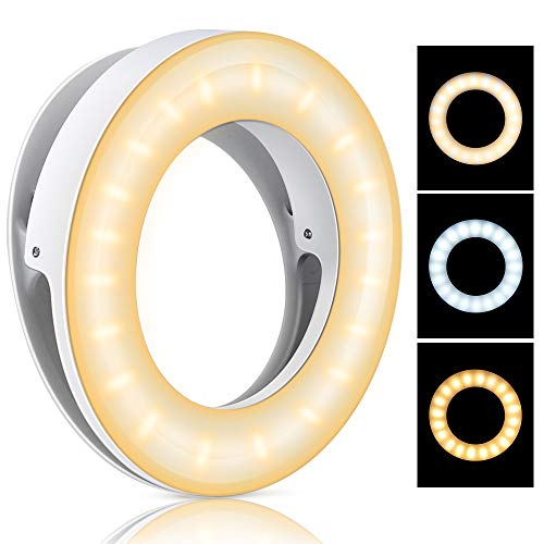 Product Cover Selfie Ring Light, YBLNTEK Led Circle Light Cell Phone Ring Light Clip Rechargeable Ring Light with 40 LEDs for Phone Camera Photography Video