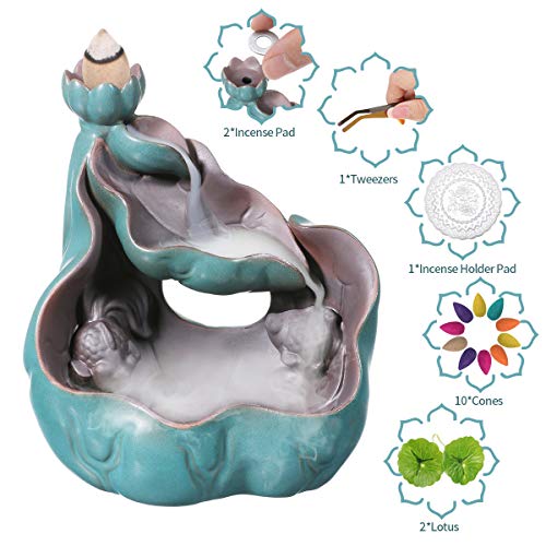 Product Cover Jeteven Backflow Incense Burner Holder Waterfall - Lotus Pond, Ideal for Yoga Room Home Decoration & Handicraft Gift