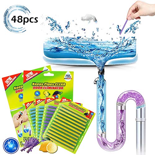 Product Cover 48PCS Drain Cleaner Sticks Sink Deodorizer Clog Remover Organic Enzyme Drain Cleaner Septic Tank Safe Little Cleaner Expert for Kitchen Bathroom Toilet Showers