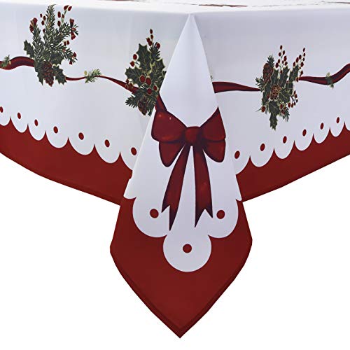 Product Cover Wewoch Decorative Christmas Floral Print Rectangular Tablecloth Waterproof Spillproof and Fade Resistant Table Cloth for Party 60 Inch by 120 Inch