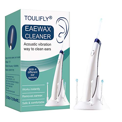 Product Cover Ear Cleaner, Ear Wax Removal Kit, Ear Wax Removal Tool, Ear Cleaning, 4 Types Ear Spoons, Soft Silicone,with LED Light Powerful Suction for Easy Cleaning, Senior White