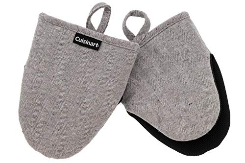 Product Cover Cuisinart Oven Mitts, 2pk - Heat Resistant Oven Gloves to Protect Hands and Surfaces with Non-Slip Grip and Hanging Loop - Ideal Set for Handling Hot Cookware, Bakeware - Chevron, Grey