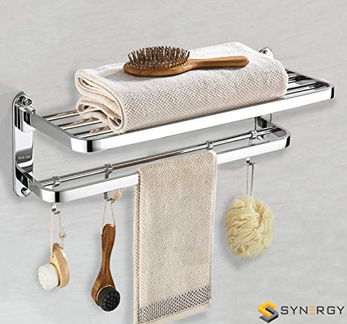 Product Cover SYNERGY - 304 Grade 24 Inch Stainless Steel Dual Folding Towel Rack for Bathroom/Towel Stand/Hanger/Bathroom Accessories (SY-TH9)