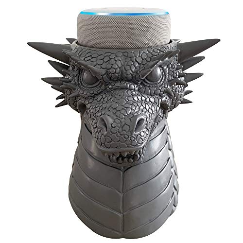 Product Cover Dekodots Smart Speaker Table Stand (Dragon) - Decorative Holder for Amazon Echo Dot or Google Home Mini - Portable Design, No Sound or Microphone Interference - Durable Poly-Resin