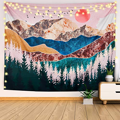 Product Cover Dimux Mountain Tapestry Wall Hanging for Men - Forest Tree Landscape Nature Sunset Tapestry Room Dorm Decor for Bedroom Living Room (51