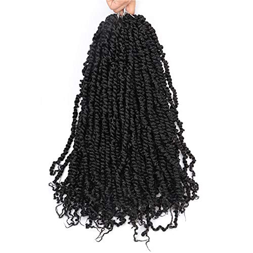 Product Cover Pre-twisted Spring Twist Hair Crochet Braids Pre Looped Bomb Twist Braiding Passion Synthetic Crotchet Hair Extensions (1B)