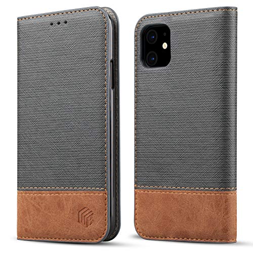 Product Cover for iPhone 11 Wallet Case,WenBelle Blazers Series,Stand Feature,Double Layer Shock Absorbing Premium Soft PU Color Matching Leather Cover Flip Cases for Apple iPhone 11 (6.1 inch)(2019) (Grey)