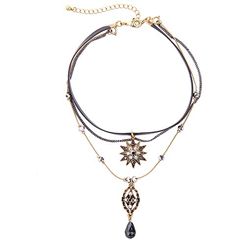Product Cover Choker Necklaces for Women Girl, Layered Stars Pendant Necklace Jewelry Gift