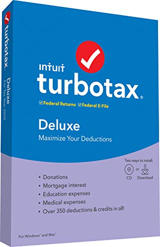 Product Cover TurboTax Deluxe 2019 Tax Software [Amazon Exclusive] [PC/Mac Disc]
