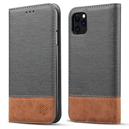 Product Cover for iPhone 11 Pro Wallet Case,WenBelle Blazers Series,Stand Feature,Double Layer Shock Absorbing Premium Soft PU Color Matching Leather Cover Flip Cases for Apple iPhone 11 Pro(5.8inch)(2019) (Grey)