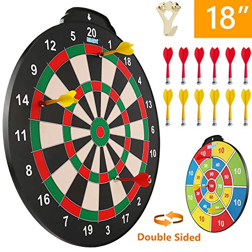 Product Cover Esjay Magnetic Dart Board Set, 18 inch Safe Dart Game for Kids, Best Boy Toys Gift Indoor Outdoor Game with 12 Darts, Double Sided Large Size Dartboard