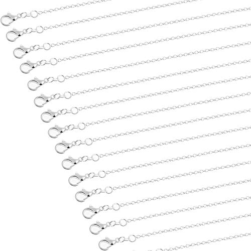 Product Cover 36 Pack Chain Necklace Bulk for Jewelry Making, Cridoz 36 Pack Necklace Jewelry Chains Silver Plated Necklace Chains for Necklace Jewelry Making, 1.2 mm (18 Inches)