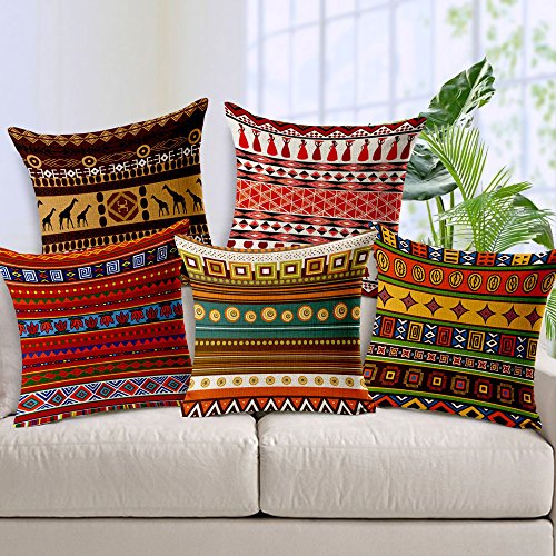 Product Cover AEROHAVENTM Set of 5 Decorative Hand Made Jute Throw/Pillow Cushion Covers - 12 x 12 inches
