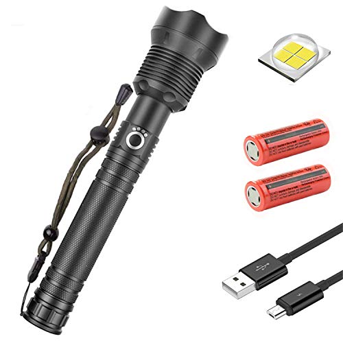 Product Cover WOLF EYE Rechargeable Tactical Flashlight, Water Resistant Camping Flashlight,Super Bright Portable Outdoor Torch Light Zoomable Flashlight with Power Display