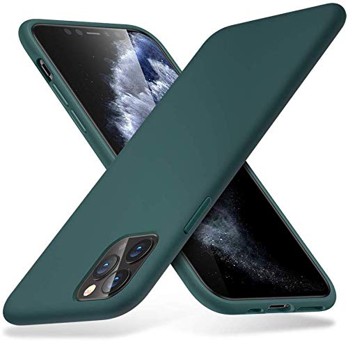Product Cover Loxxo® Case for iPhone 11 Pro, Case Cover with Liquid Silicone Rubber, Comfortable Grip, Screen & Camera Protection, Velvety-Soft Lining, Shock-Absorbing for iPhone 11 Pro 5.8-Inch, Forest Green