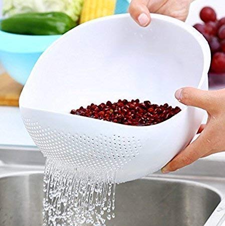 Product Cover Textile export creations Multipurpose Plastic Washing Bowl and Strainer (Standard Size)