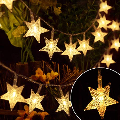 Product Cover EYUVAA LABEL 30 LED 10M Star Shape LED String Lights Multi Color Fairy Lamp for Christmas Diwali Birthday Wedding Decoration (Golden)