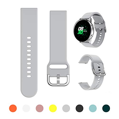 Product Cover Minggo Band Compatible with Samsung Galaxy Watch Active/Active2 40mm/44mm,Silicone Sports Wristband Replacement Compatible for Galaxy Watch 42mm/Gear S2 Classic/Gear Sport Smart Watch (Grey)