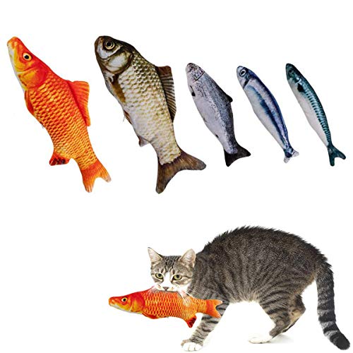 Product Cover MOLLY FRASER 5 Pcs Toys Assortment with 5 Catnip Fish Cat Toys, Toy Bite Resistant Catnip Toys, for Cat, Puppy, Kitty, Kitten, Ferret, Rabbit
