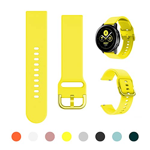 Product Cover Minggo Band Compatible with Samsung Galaxy Watch Active/Active2 40mm/44mm,Silicone Sports Wristband Replacement Compatible for Galaxy Watch 42mm/Gear S2 Classic/Gear Sport Smart Watch (Yellow)