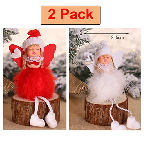 Product Cover PGYFIS Christmas Decoration 2 Pieces Angel Feather Doll Pendant Tree Hanging Ornaments Christmas Crafts Elves Decorations (Angel-Feather)