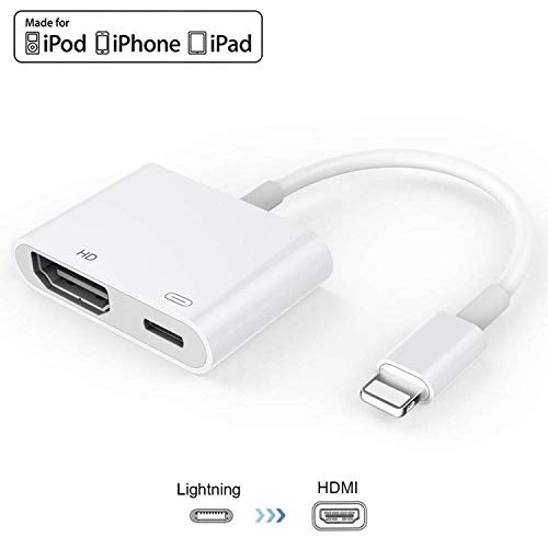 Product Cover [Apple MFi Certified] Lightning to HDMI, 1080P Lightning to Digital AV Adapter, Sync Screen HDMI Connector with Charging Port for Select iPhone, iPad, iPod on HD TV/Monitor/Projector, Support iOS 13