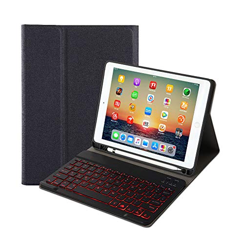 Product Cover for Newest iPad 10.2 2019 (7th Generation) Keyboard Leather Case,7 Colors Backlit Removable Slim Lightweigh Folio Cover Wireless Bluetooth Keyboard for iPad 10.2 inch 2019 Release (Black)