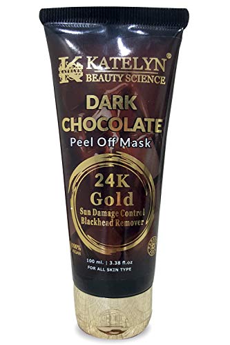 Product Cover Khadi Global Katelyn Dark Chocolate 24 K Gold Sun Damage Control and Blackhead Remover Peel Off Mask with 24K Gold Dust, Cocoa Seed Extract, Grapefruit Seed Extract and Calendula (100ml)