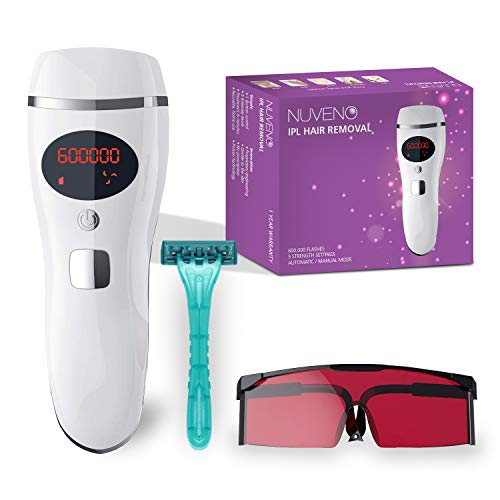 Product Cover Nuveno IPL Hair Removal for Women and Men! 600,000 Flashes, Permanent Hair Removal Device- IPL Laser Hair Remover Machine for Leg, Arms, Face and Bikini Hair Removal. Arctic White, At Home System
