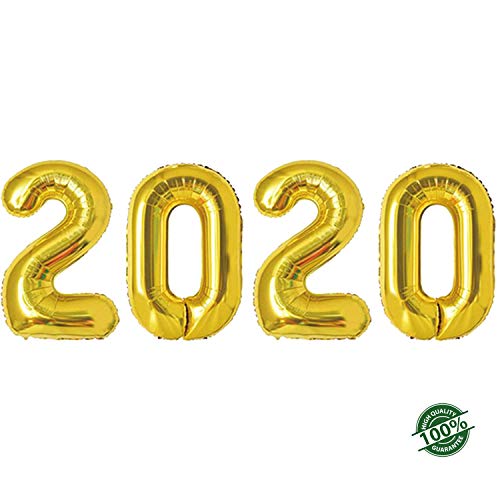 Product Cover 2020 Happy New Year Balloons | 42-inch Gold 2020 Number Foil Large Balloons | Perfect for New Year's Party/Events as Balloon Decorations (Gold),