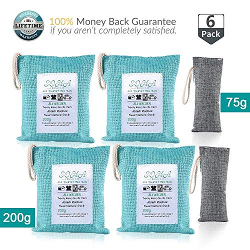 Product Cover Nature Fresh Air Purifier Bags Bamboo Charcoal Air Purifying Bag 200g 75g for Home, Car, Odor and Pet, Activated Charcoal Odor Absorber6-Piece Value Pack