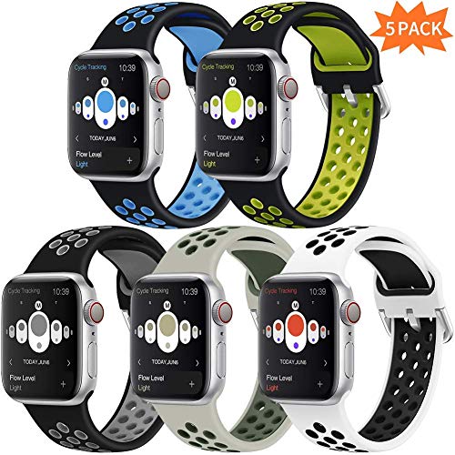 Product Cover Kaome Sport Band Compatible with Apple Watch Band 44mm 42mm Breathable Soft Silicone Replacement Wristband Women and Man for iWatch Series 5 4 3 2 1, Sport, Nike+ All Various Styles